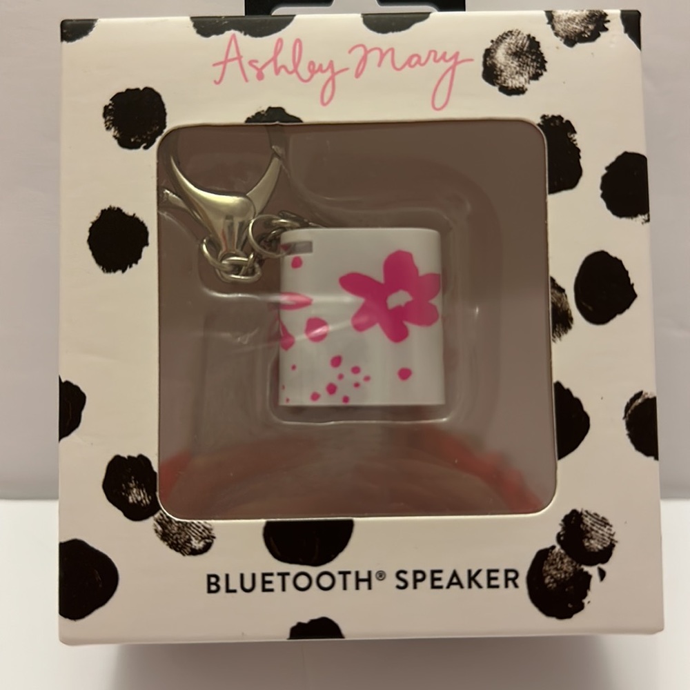 Ashley Mary Pink Floral Mini Portable Bluetooth Speaker with Shutter Remote.